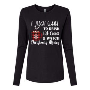 Drink Hot Cocoa And Watch Christmas Movies Womens Cotton Relaxed Long Sleeve T-Shirt