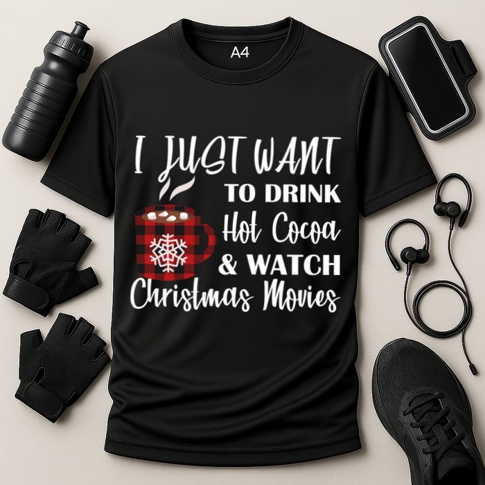 Drink Hot Cocoa And Watch Christmas Movies Cooling Performance Crew T-Shirt