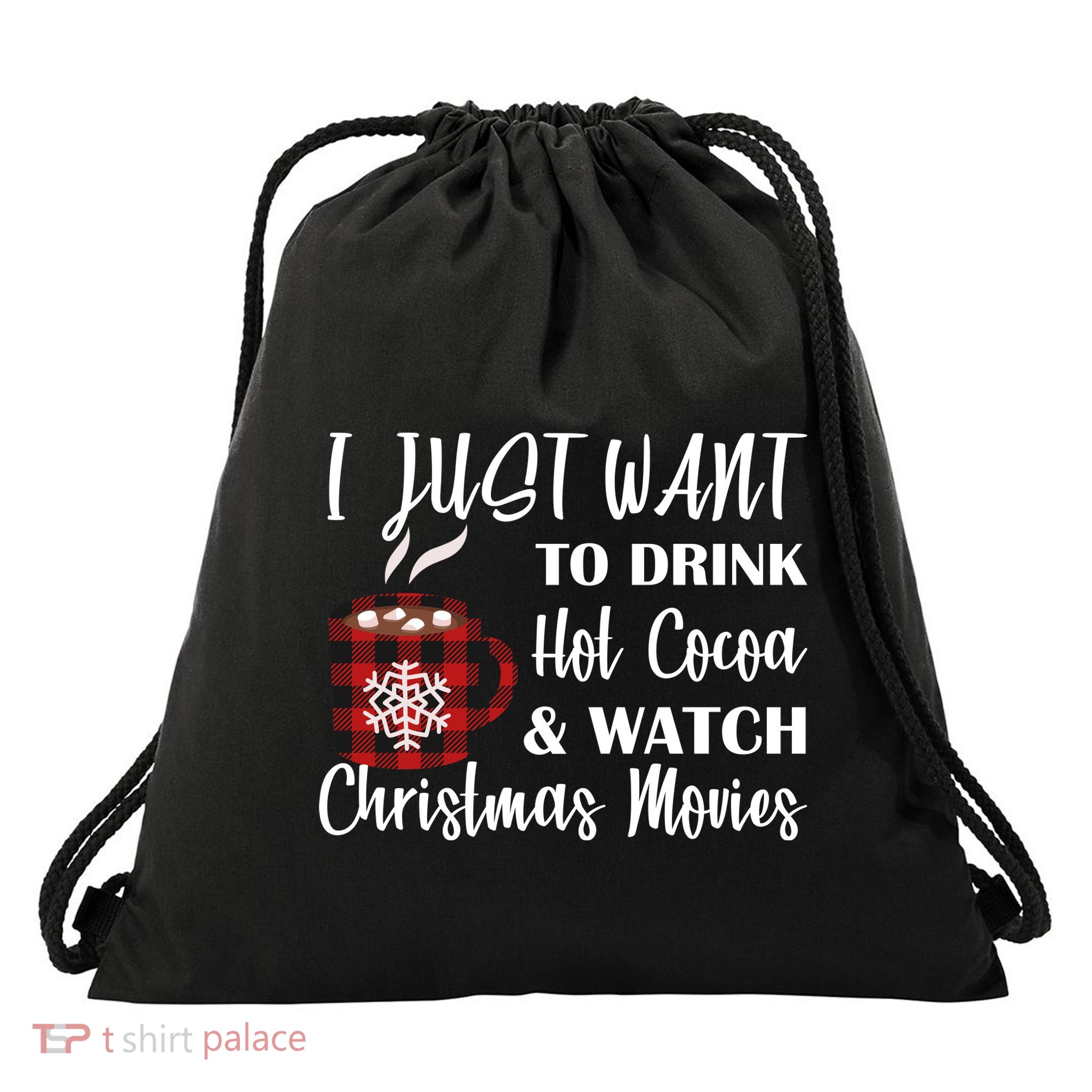 Drink Hot Cocoa And Watch Christmas Movies Drawstring Bag