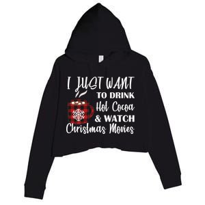 Drink Hot Cocoa And Watch Christmas Movies Crop Fleece Hoodie