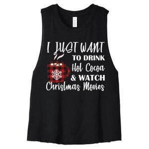 Drink Hot Cocoa And Watch Christmas Movies Women's Racerback Cropped Tank