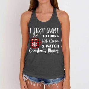 Drink Hot Cocoa And Watch Christmas Movies Women's Knotted Racerback Tank