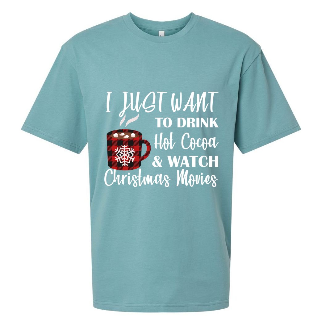 Drink Hot Cocoa And Watch Christmas Movies Sueded Cloud Jersey T-Shirt