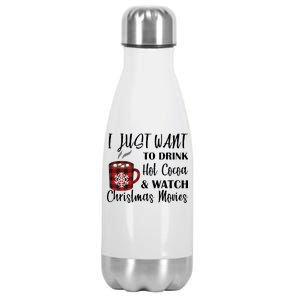 Drink Hot Cocoa And Watch Christmas Movies Stainless Steel Insulated Water Bottle