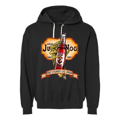 Drink JuggerNog Soda Zombies Garment-Dyed Fleece Hoodie