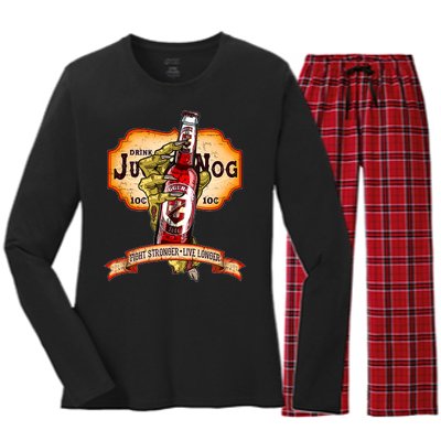 Drink JuggerNog Soda Zombies Women's Long Sleeve Flannel Pajama Set 