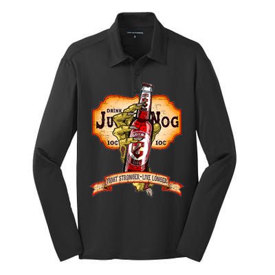 Drink JuggerNog Soda Zombies Silk Touch Performance Long Sleeve Polo