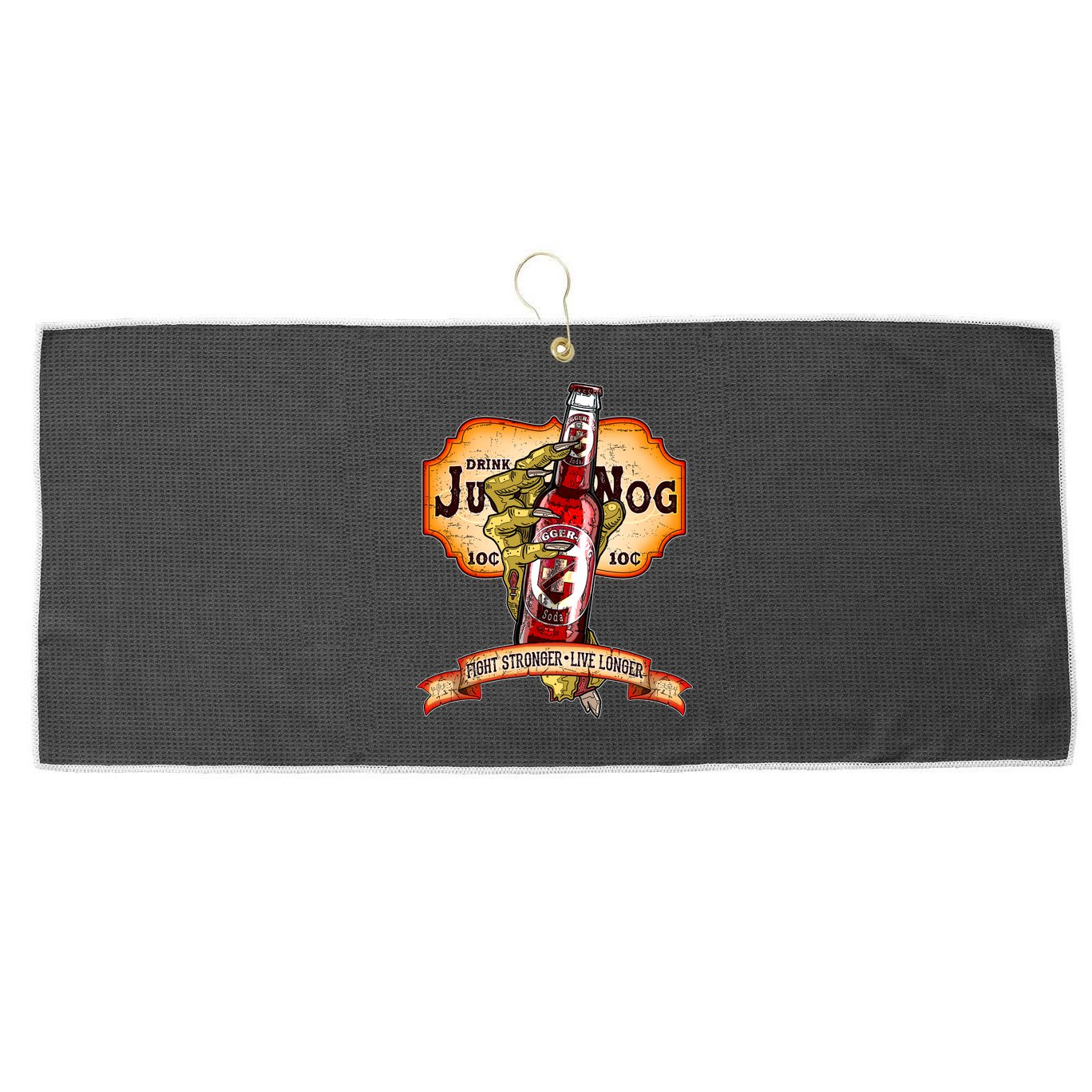 Drink JuggerNog Soda Zombies Large Microfiber Waffle Golf Towel