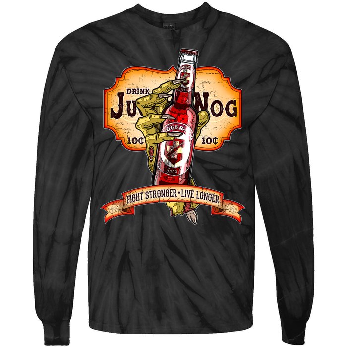 Drink JuggerNog Soda Zombies Tie-Dye Long Sleeve Shirt