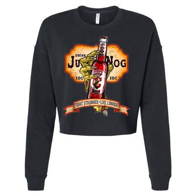 Drink JuggerNog Soda Zombies Cropped Pullover Crew