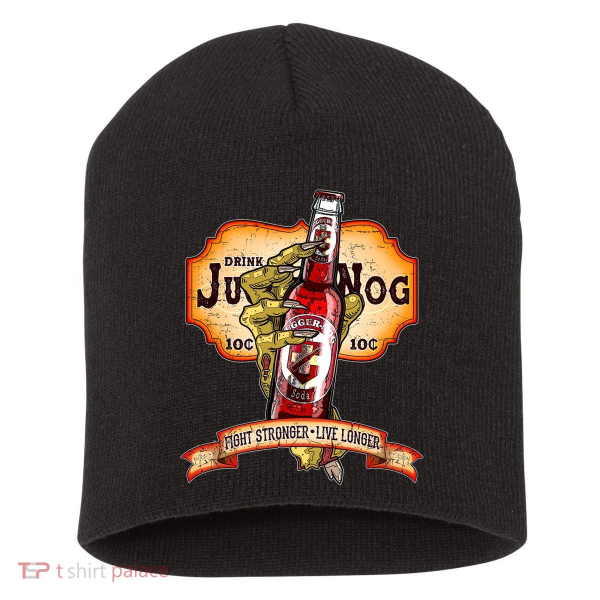 Drink JuggerNog Soda Zombies Short Acrylic Beanie