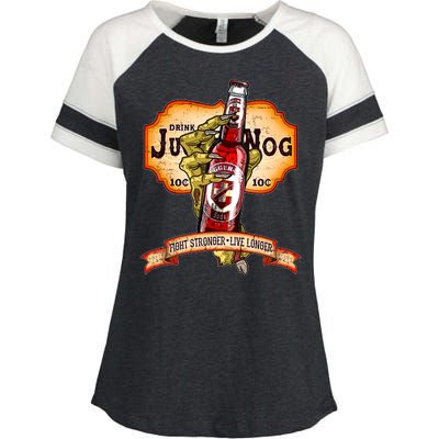 Drink JuggerNog Soda Zombies Enza Ladies Jersey Colorblock Tee