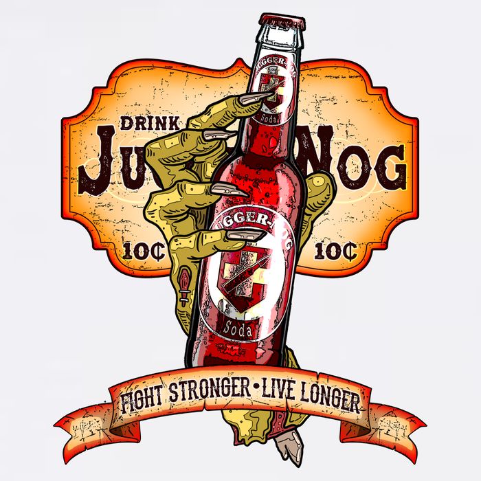 Drink JuggerNog Soda Zombies Garment-Dyed Sweatshirt