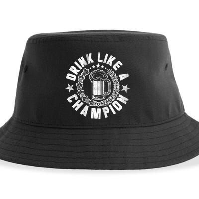 Drink Like a Champion Emblem Sustainable Bucket Hat
