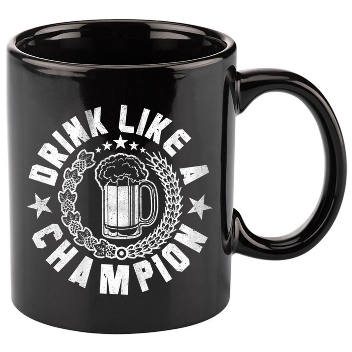 Drink Like a Champion Emblem 11oz C Handle Ceramic Mug