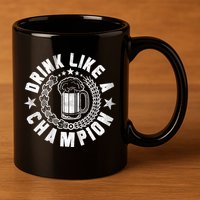 Drink Like a Champion Emblem 11oz C Handle Ceramic Mug