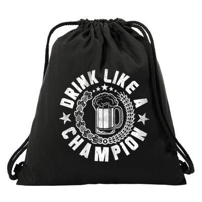 Drink Like a Champion Emblem Drawstring Bag