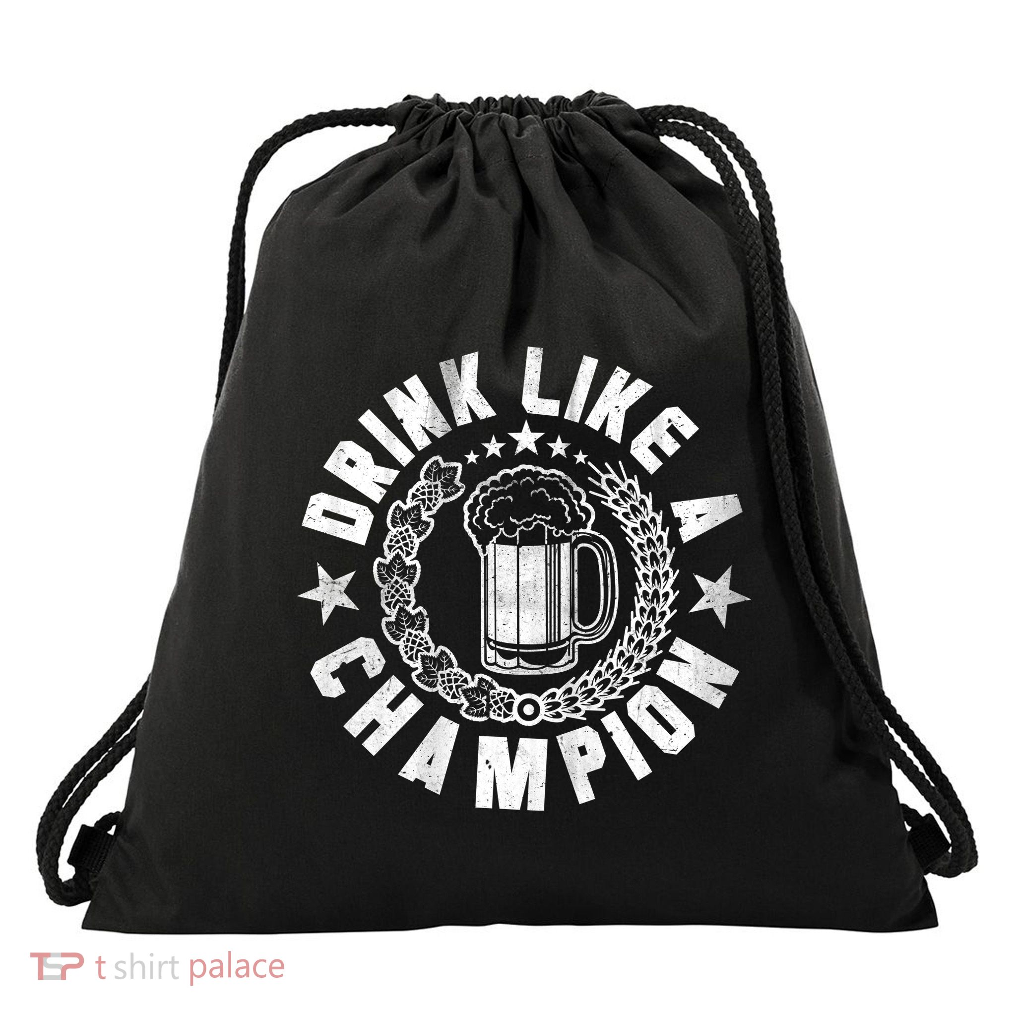 Drink Like a Champion Emblem Drawstring Bag