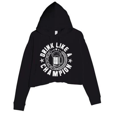 Drink Like a Champion Emblem Crop Fleece Hoodie