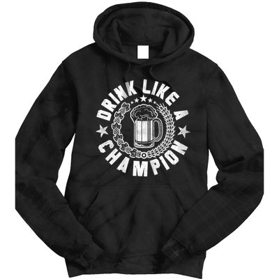 Drink Like a Champion Emblem Tie Dye Hoodie