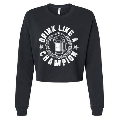 Drink Like a Champion Emblem Cropped Pullover Crew