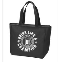 Drink Like a Champion Emblem Zip Tote Bag
