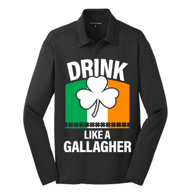 Drink Like A Gallagher Silk Touch Performance Long Sleeve Polo