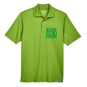 Drink Like A Gallagher Funny St. Patrick's Day Irish Clover Men's Origin Performance Pique Polo