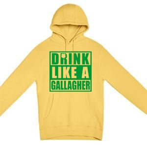 Drink Like A Gallagher Funny St. Patrick's Day Irish Clover Premium Pullover Hoodie