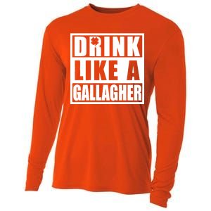 Drink Like A Gallagher Funny St. Patrick's Day Irish Clover Cooling Performance Long Sleeve Crew