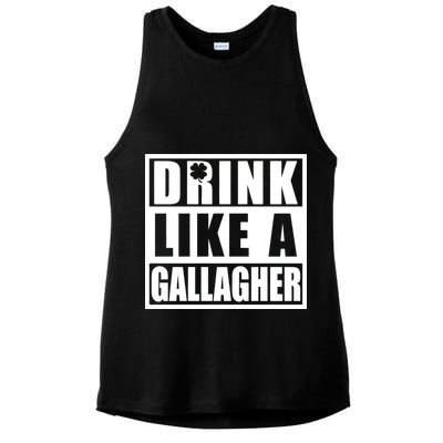 Drink Like A Gallagher Funny St. Patrick's Day Irish Clover Ladies PosiCharge Tri-Blend Wicking Tank