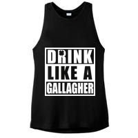 Drink Like A Gallagher Funny St. Patrick's Day Irish Clover Ladies PosiCharge Tri-Blend Wicking Tank