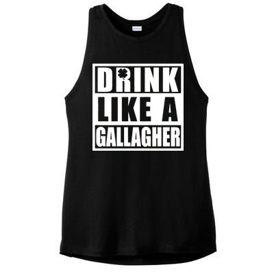 Drink Like A Gallagher Funny St. Patrick's Day Irish Clover Ladies PosiCharge Tri-Blend Wicking Tank