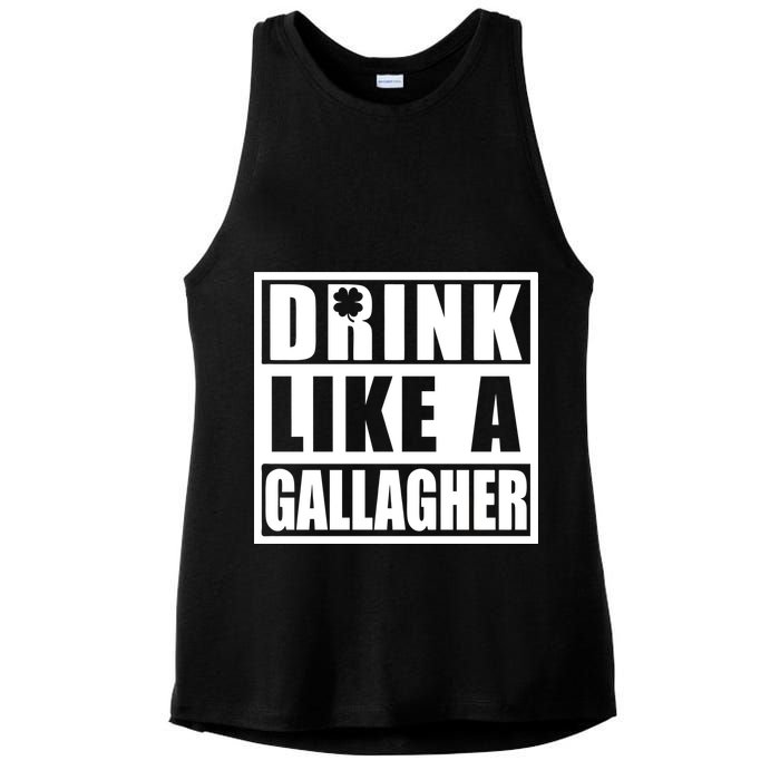 Drink Like A Gallagher Funny St. Patrick's Day Irish Clover Ladies PosiCharge Tri-Blend Wicking Tank