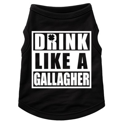 Drink Like A Gallagher Funny St. Patrick's Day Irish Clover Doggie Tank