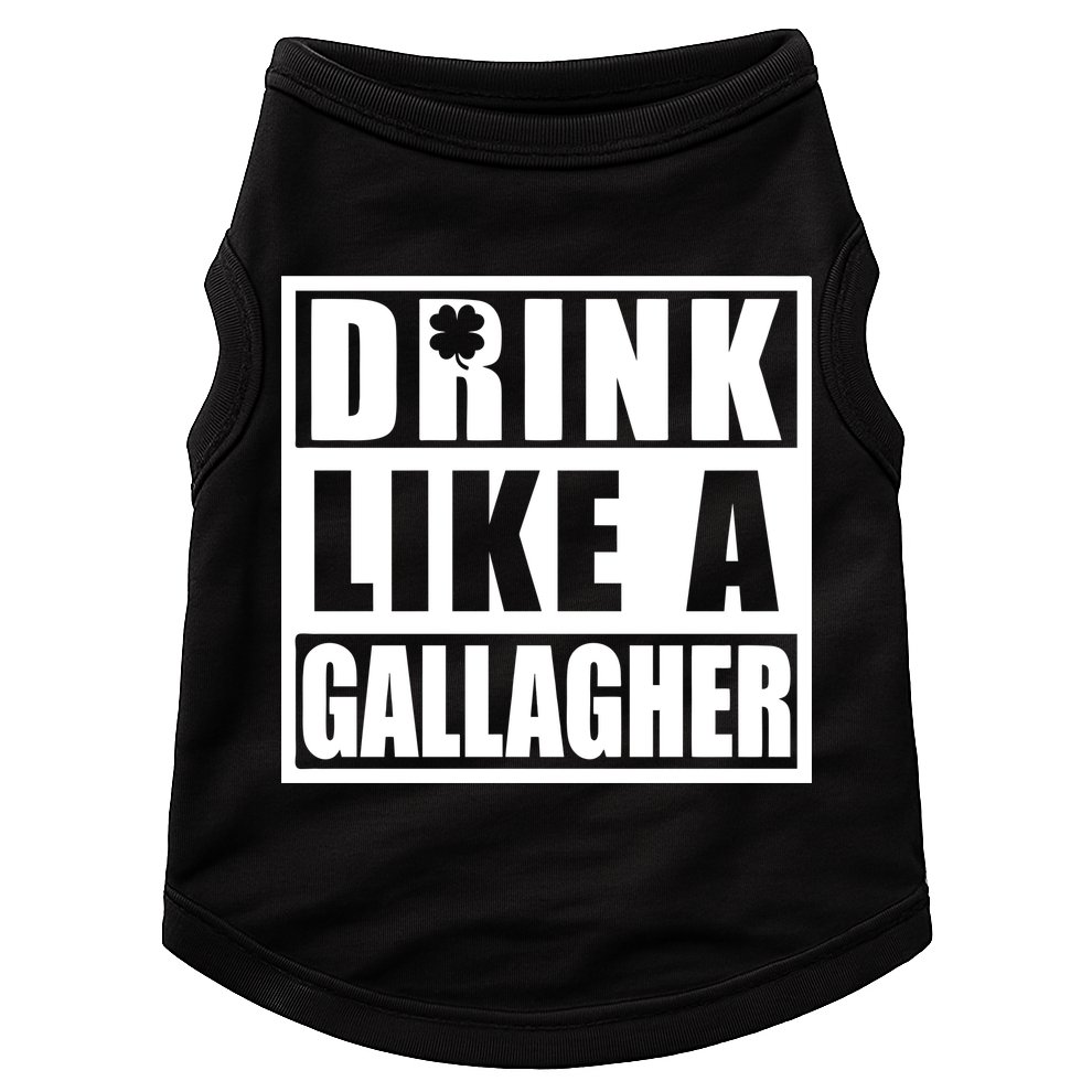 Drink Like A Gallagher Funny St. Patrick's Day Irish Clover Doggie Tank