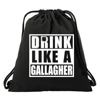 Drink Like A Gallagher Funny St. Patrick's Day Irish Clover Drawstring Bag