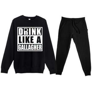 Drink Like A Gallagher Funny St. Patrick's Day Irish Clover Premium Crewneck Sweatsuit Set