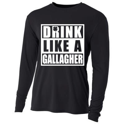 Drink Like A Gallagher Funny St. Patrick's Day Irish Clover Cooling Performance Long Sleeve Crew