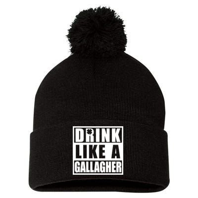 Drink Like A Gallagher Funny St. Patrick's Day Irish Clover Pom Pom 12in Knit Beanie