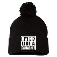 Drink Like A Gallagher Funny St. Patrick's Day Irish Clover Pom Pom 12in Knit Beanie