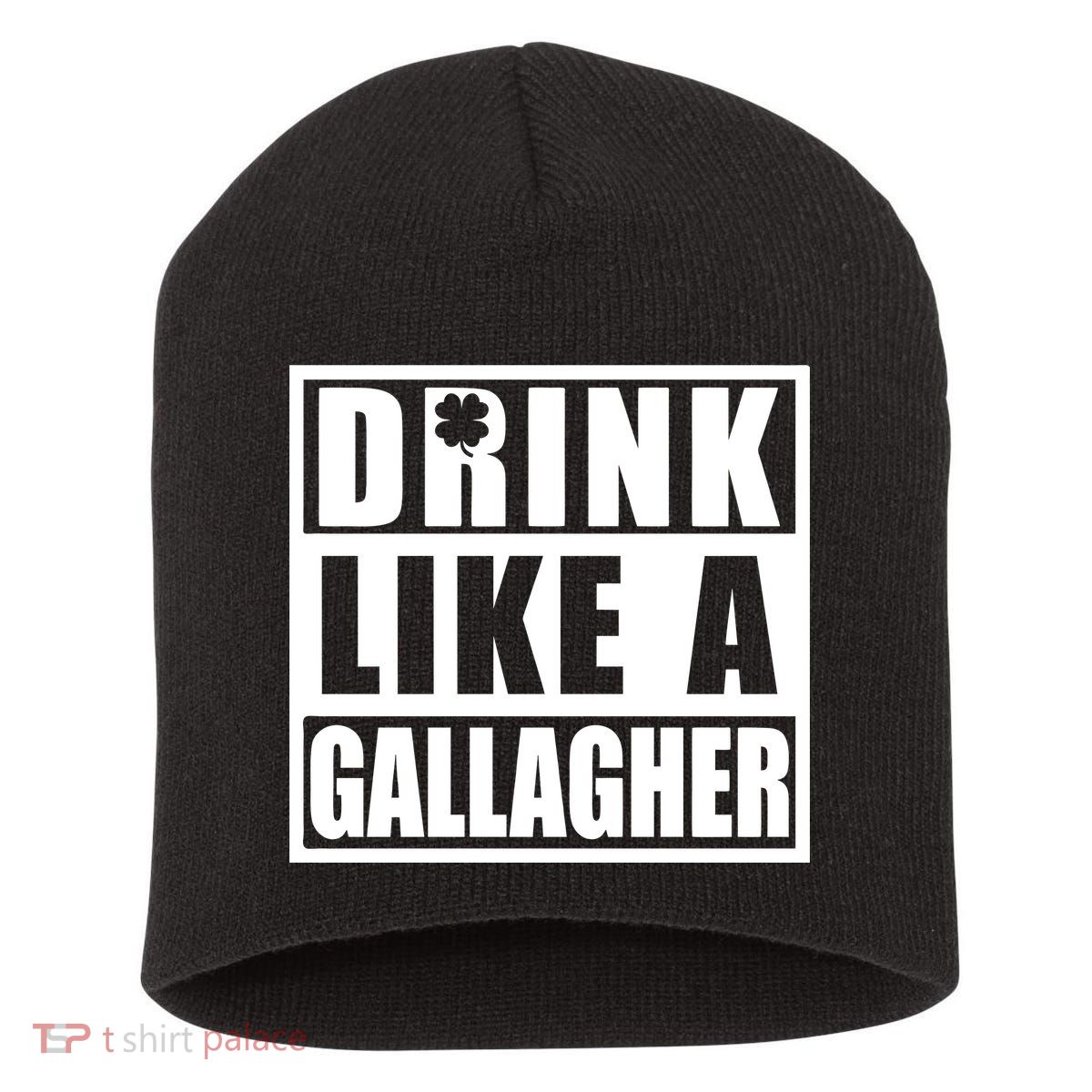 Drink Like A Gallagher Funny St. Patrick's Day Irish Clover Short Acrylic Beanie