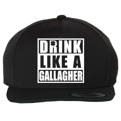 Drink Like A Gallagher Funny St. Patrick's Day Irish Clover Wool Snapback Cap