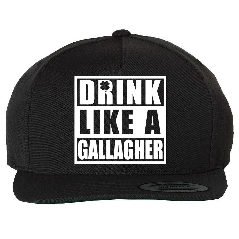 Drink Like A Gallagher Funny St. Patrick's Day Irish Clover Wool Snapback Cap