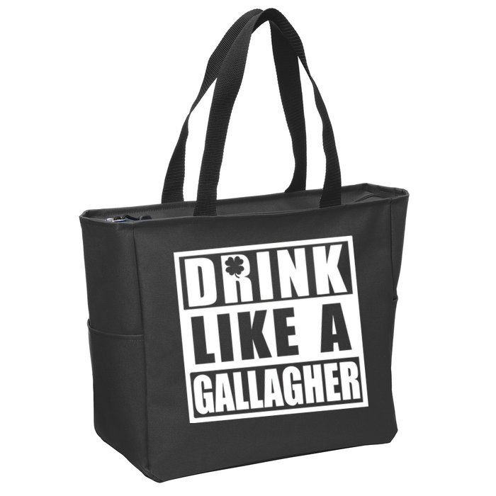 Drink Like A Gallagher Funny St. Patrick's Day Irish Clover Zip Tote Bag