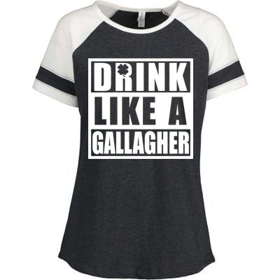 Drink Like A Gallagher Funny St. Patrick's Day Irish Clover Enza Ladies Jersey Colorblock Tee