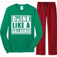 Drink Like A Gallagher Funny St. Patrick's Day Irish Clover Long Sleeve Pajama Set