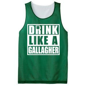 Drink Like A Gallagher Funny St. Patrick's Day Irish Clover Mesh Reversible Basketball Jersey Tank