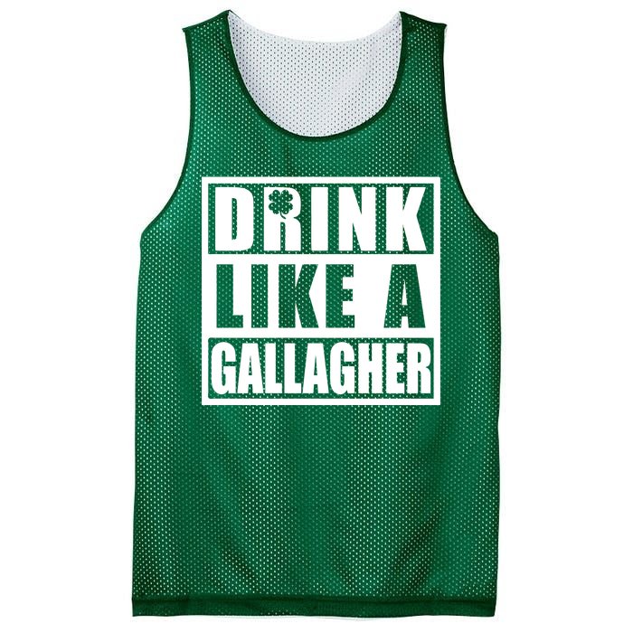 Drink Like A Gallagher Funny St. Patrick's Day Irish Clover Mesh Reversible Basketball Jersey Tank