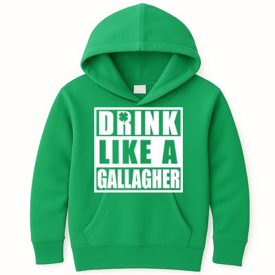 Drink Like A Gallagher Funny St. Patrick's Day Irish Clover Kids Hoodie